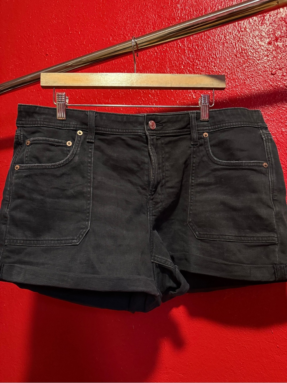 76. Preloved American Eagle Outfitters Black Denim Pocket Shorts